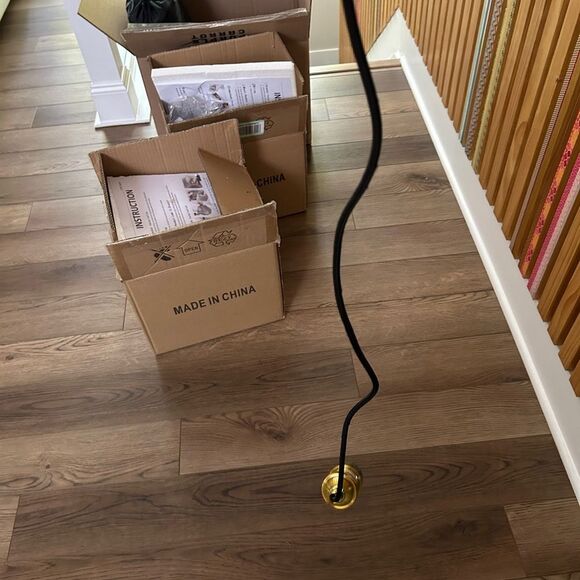 Modern Glass Hanging Pendant Light : Vintage Grey and Gold NWT - Picture 13 of 13